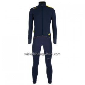 Set Fietsshirt Lange Mouw + Lange Koersbroek 2022 Ronde van Frankrijk Donkerblauw